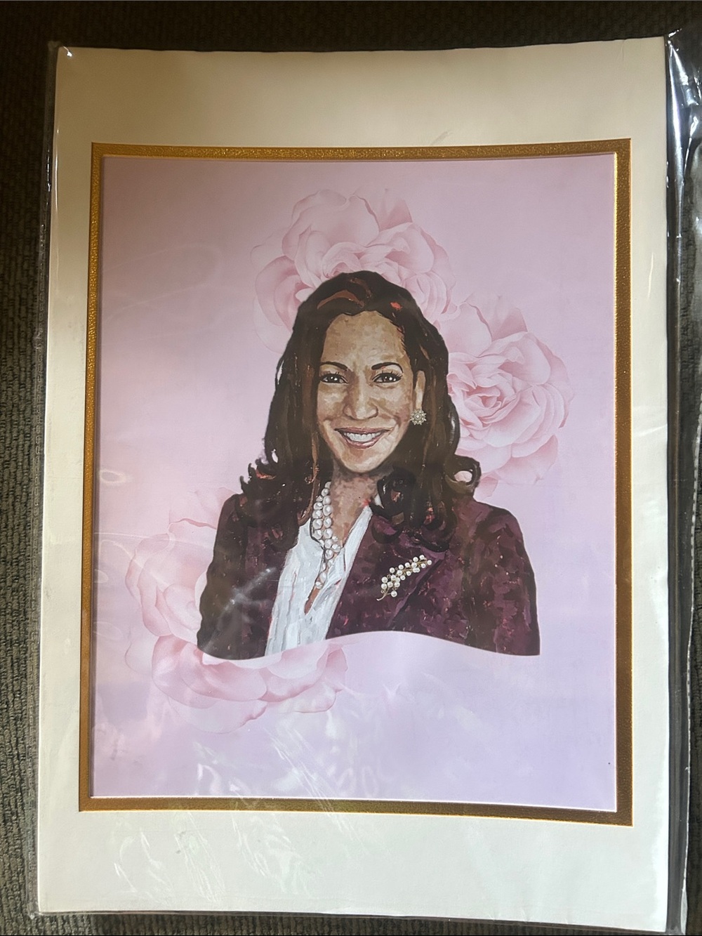 NEW VP Kamala Harris Portrait Art Print in Pink and Burgundy